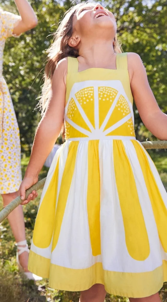 Mini Boden, Girl's Lemon Dress, Size 7 Y - Picture 1 of 5